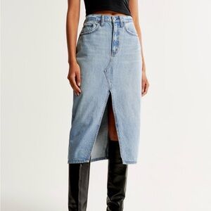 Abercrombie & Fitch Blue Midi Denim Skirt